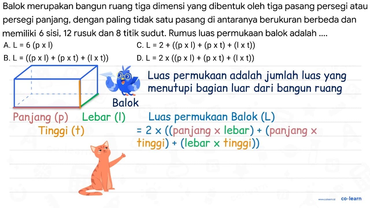 Balok merupakan bangun ruang tiga dimensi yang dibentuk