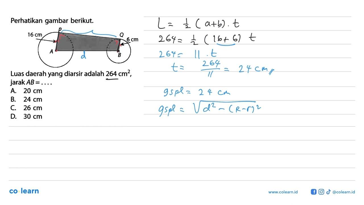 Perhatikan gambar berikut. 16 cm 6 cm Luas daerah yang