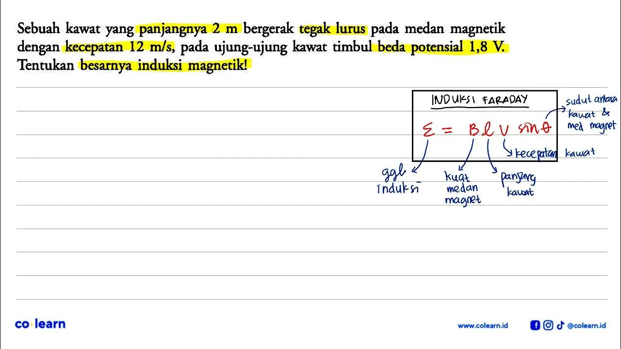 Sebuah kawat yang panjangnya 2 m bergerak tegak lurus pada