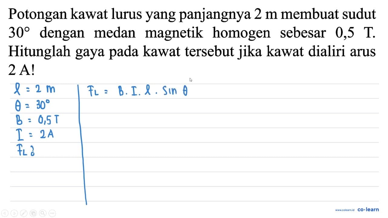 Potongan kawat lurus yang panjangnya 2 m membuat sudut 30