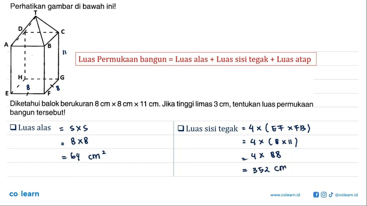 Perhatikan gambar di bawah ini! Diketahui balok berukuran 8