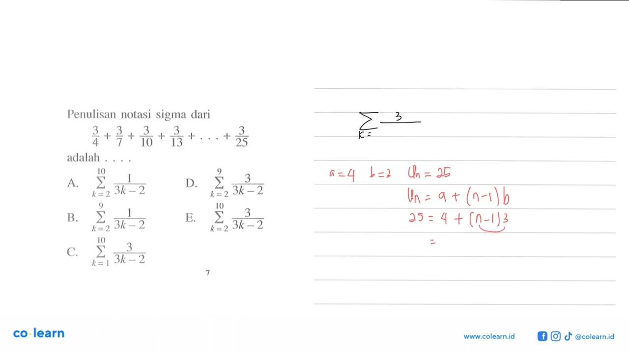 Penulisan notasi sigma dari