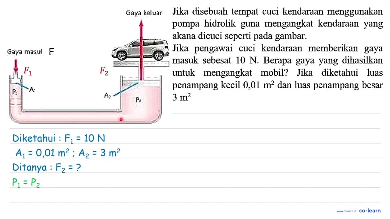 Jika disebuah tempat cuci kendaraan menggunakan pompa