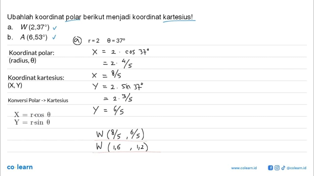 Ubahlah koordinat polar berikut menjadi koordinat