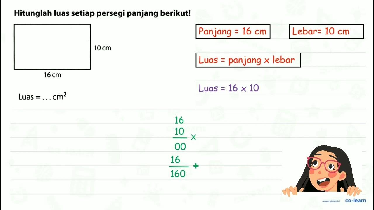 Hitunglah luas setiap persegi panjang berikut!