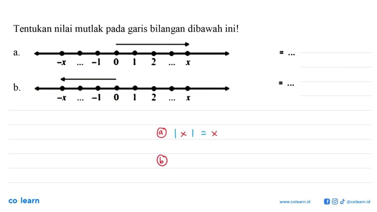 Tentukan nilai mutlak pada garis bilangan dibawah ini! a.