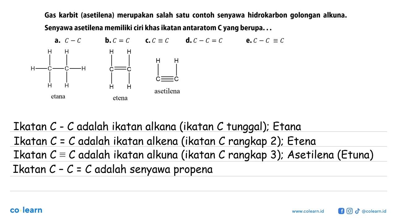 Gas karbit (asetilena) merupakan salah satu contoh senyawa