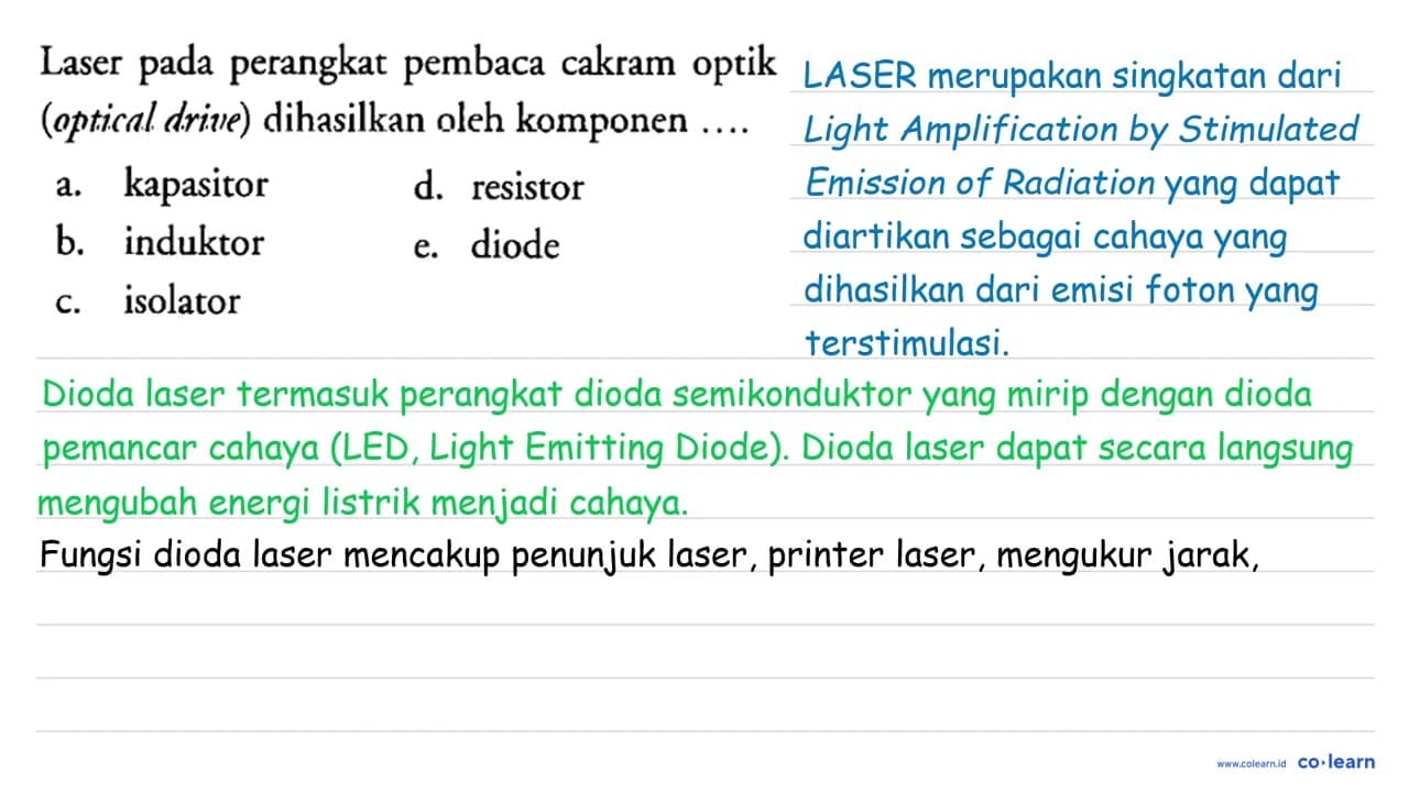 Laser pada perangkat pembaca cakram optik (optical drive)