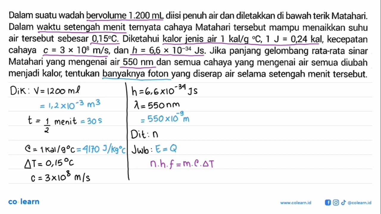 Dalam suatu wadah bervolume 1.200 mL diisi penuh air dan