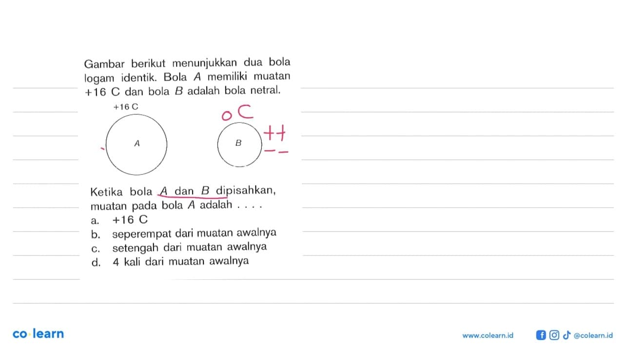 Gambar berikut menunjukkan dua bola logam identik Bola