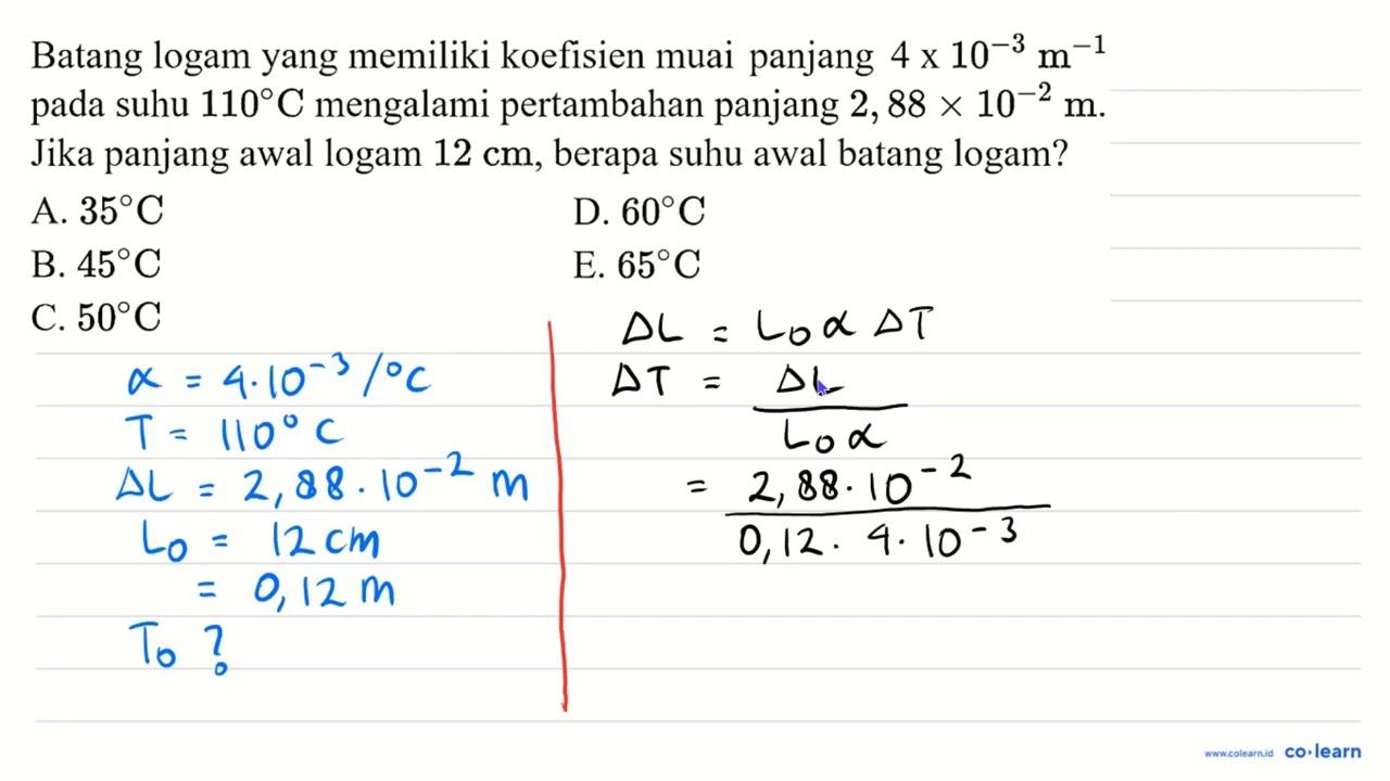 Batang logam yang memiliki koefisien muai panjang 4 x