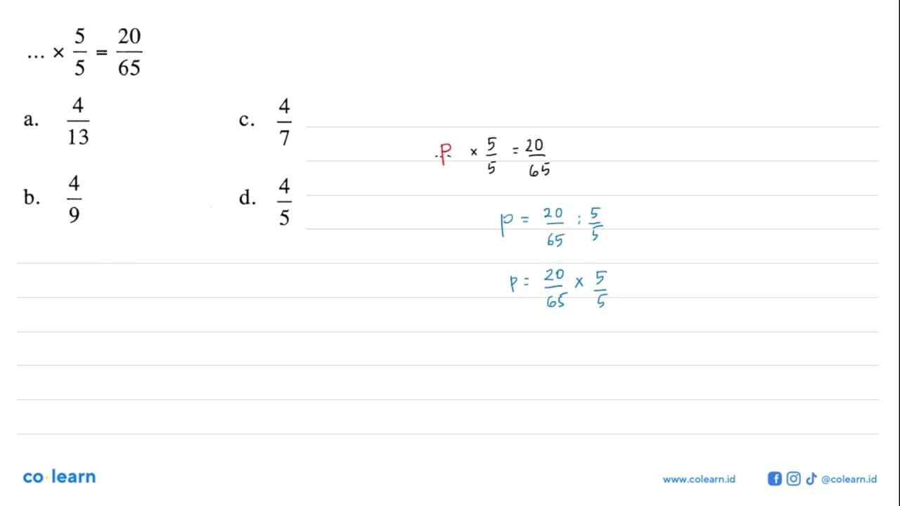 ... x 5/5 = 20/65