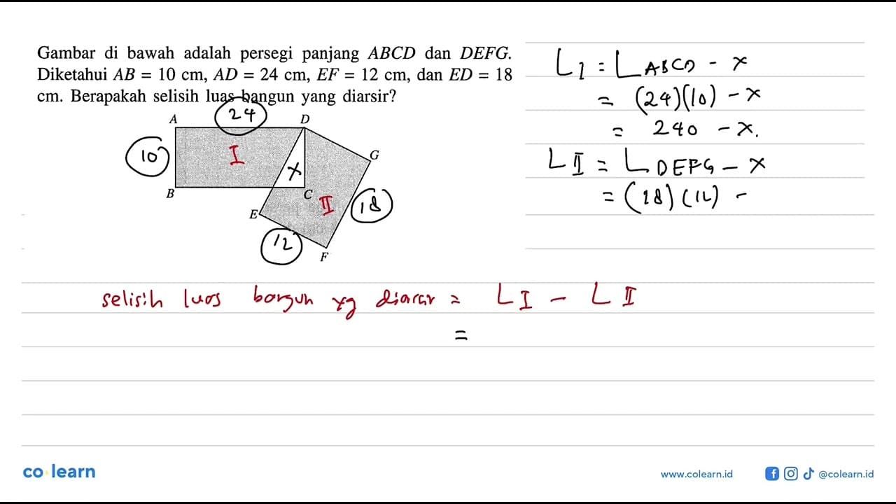 Gambar di bawah adalah persegi panjang ABCD dan DEFG .