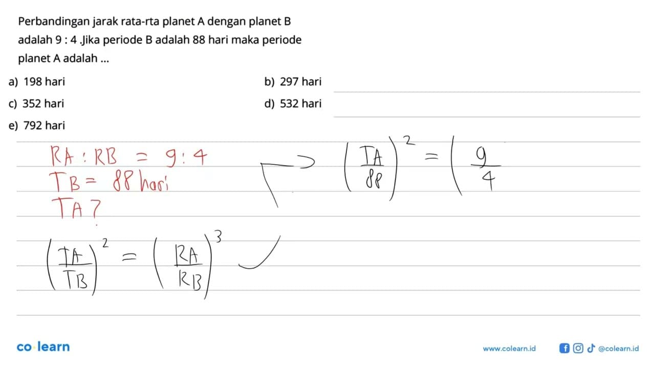 Perbandingan jarak rata-rata planet A dengan planet B