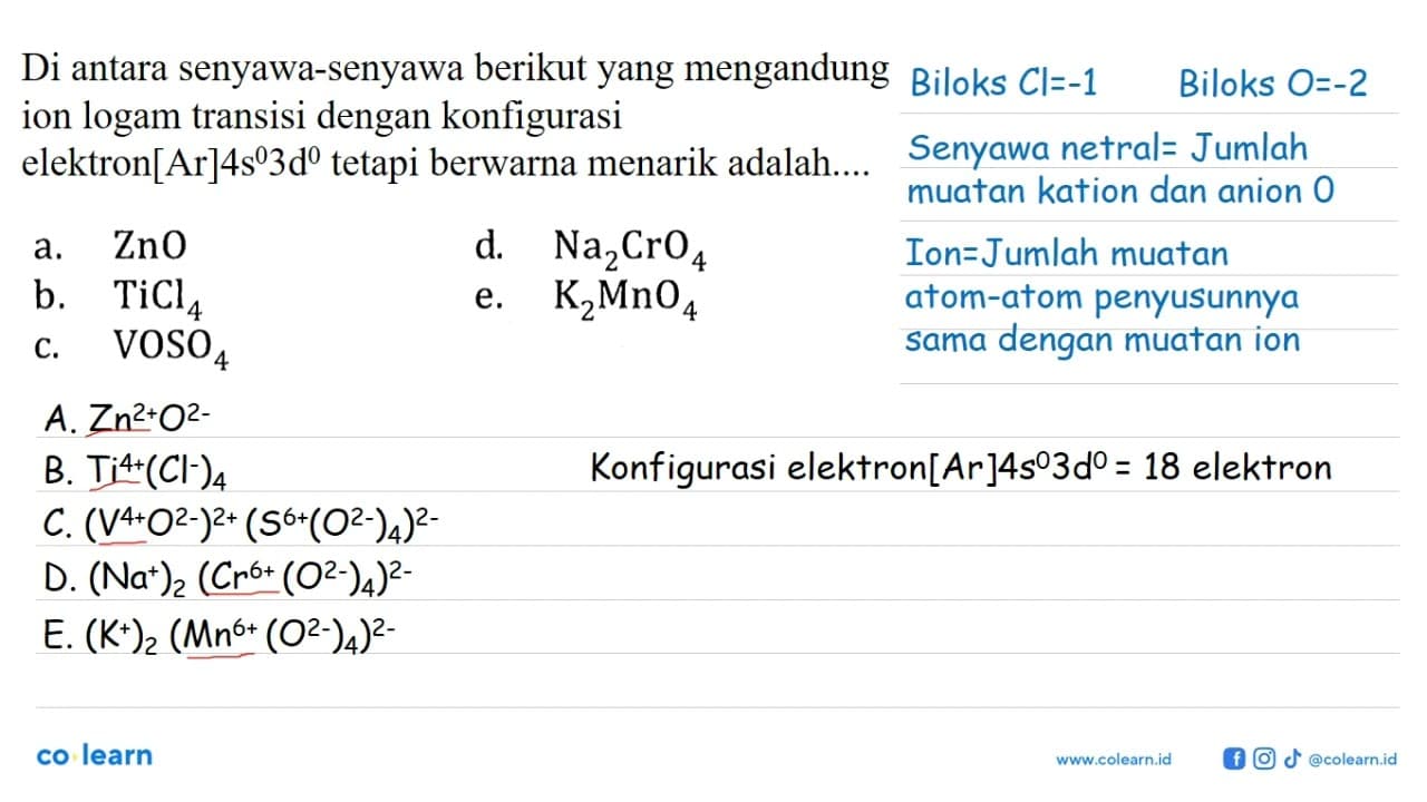 Di antara senyawa-senyawa berikut yang mengandung ion logam