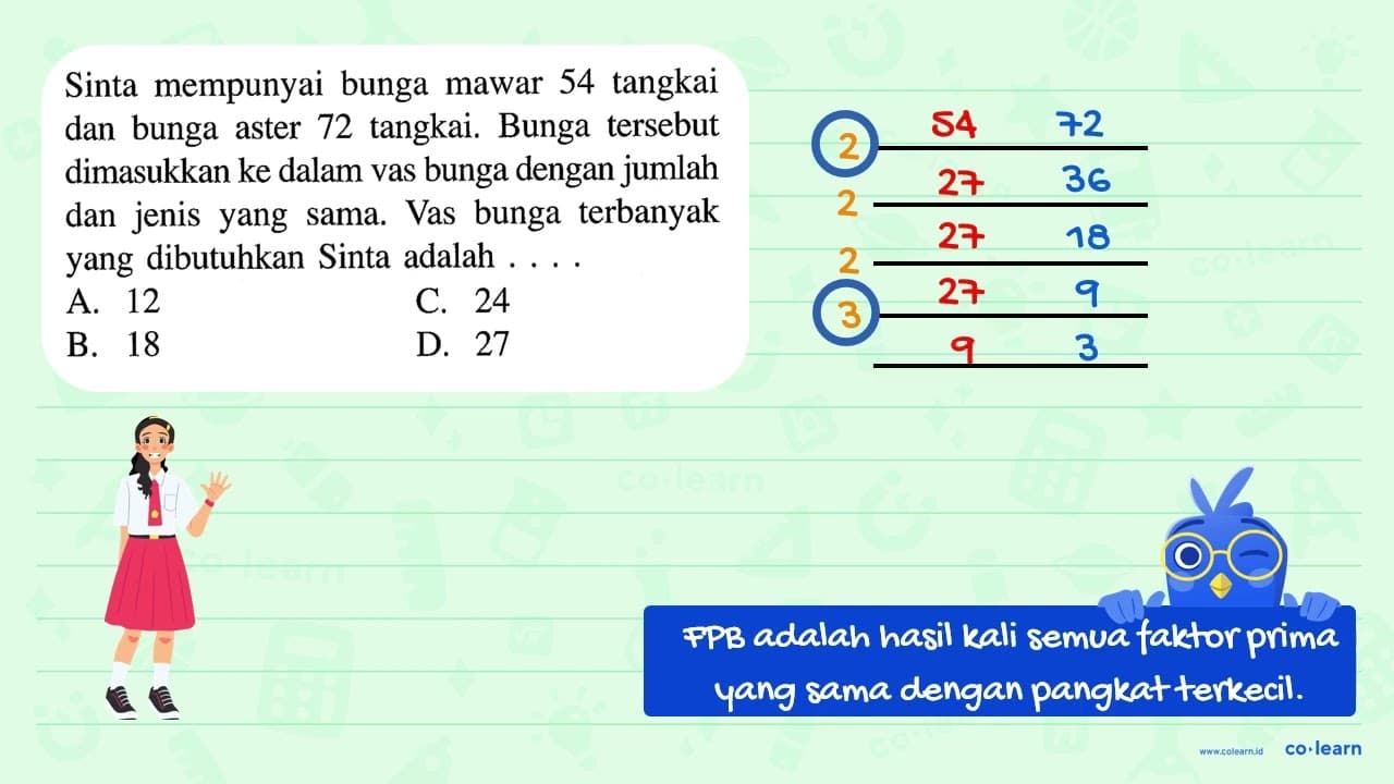 Sinta mempunyai bunga mawar 54 tangkai dan bunga aster 72