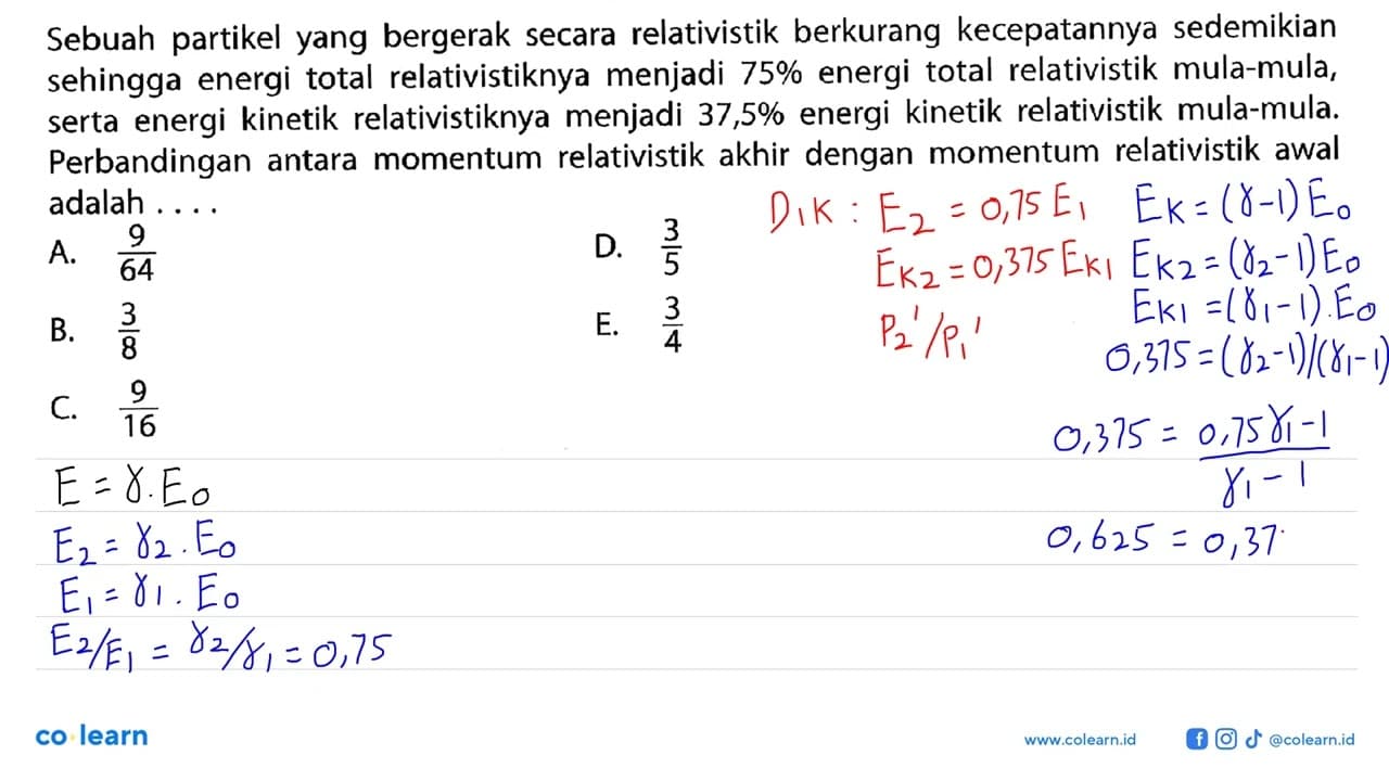 Sebuah partikel yang bergerak secara relativistik berkurang