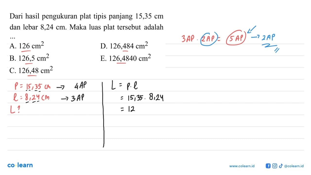 Dari hasil pengukuran plat tipis panjang 15,35 cm dan lebar