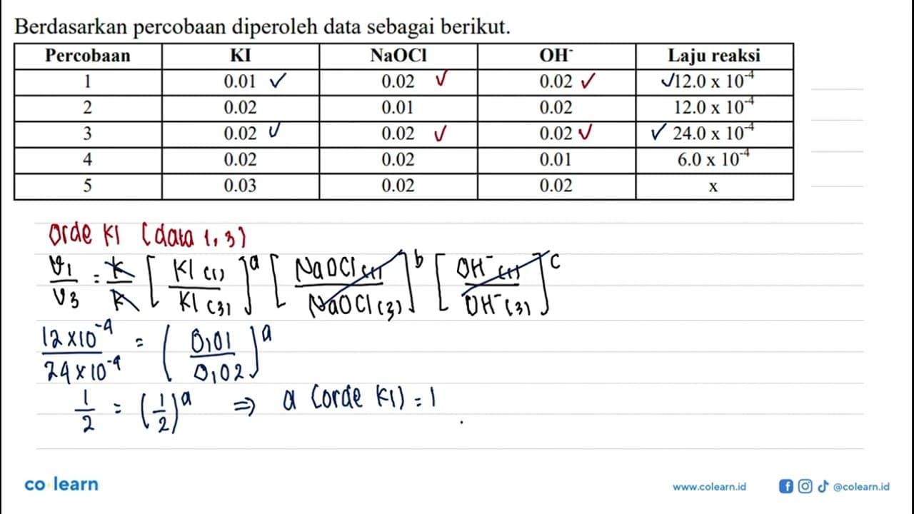 Nilai x adalah... a. 7.2 x 10^(-2) b. 7.2 x 10^(-3) c. 7.2