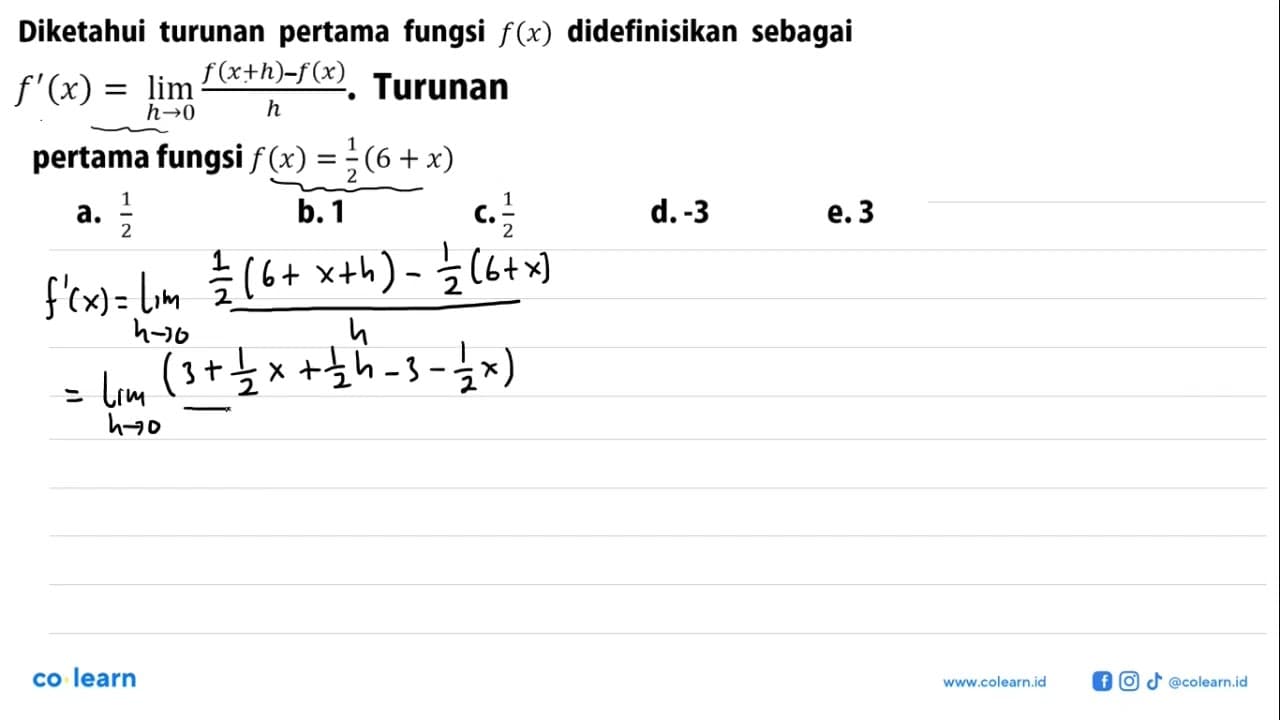 Diketahui turunan pertama fungsi f(x) didefinisikan sebagai