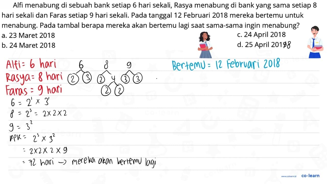 Alfi menabung di sebuah bank setiap 6 hari sekali, Rasya