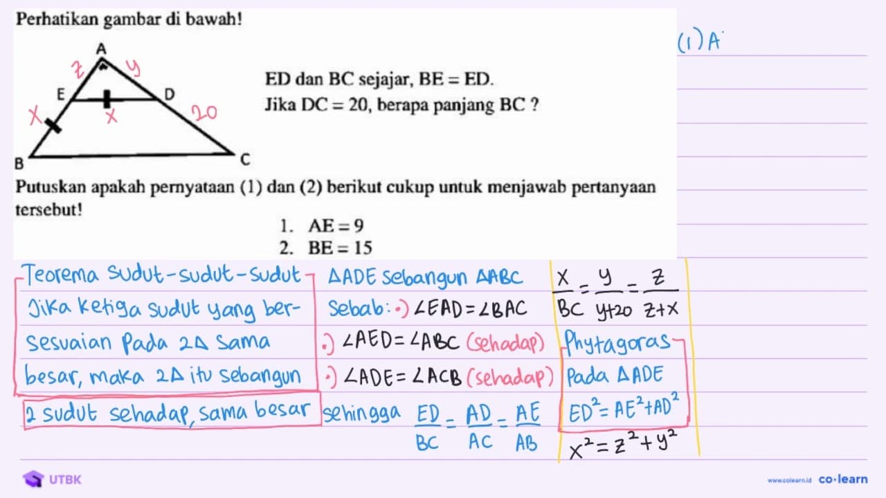 Perhatikan gambar di bawah! Putuskan apakah pernyataan (1)