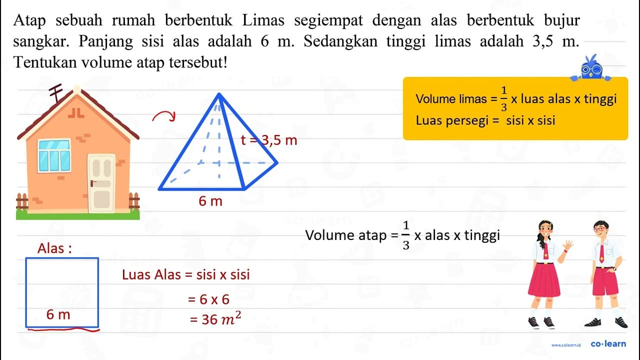 Atap sebuah rumah berbentuk Limas segiempat dengan alas