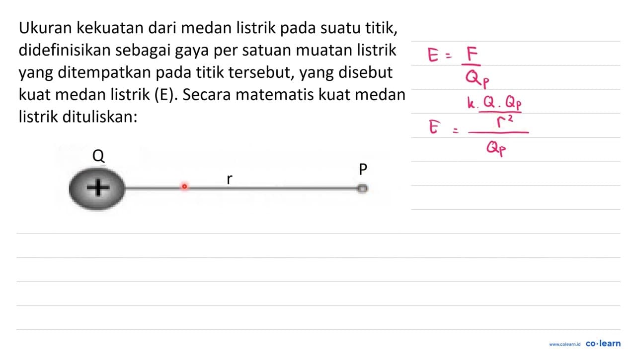 Ukuran kekuatan dari medan listrik pada suatu titik,