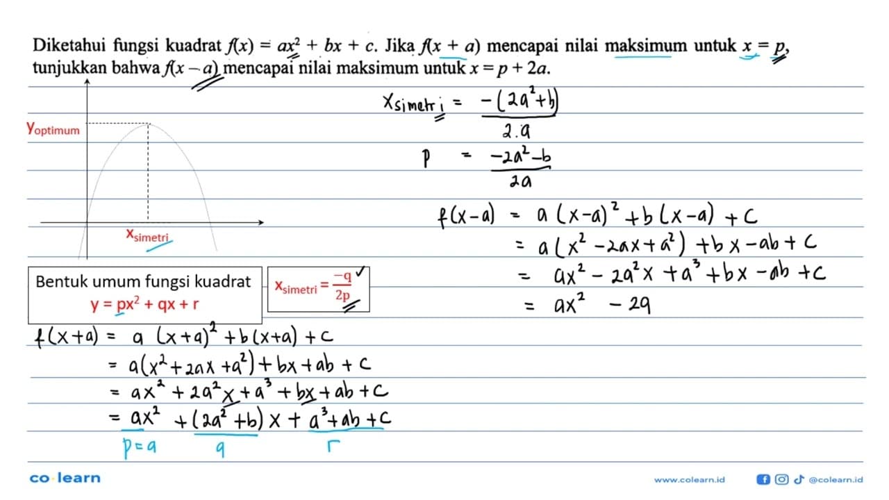 Diketahui fungsi kuadrat f(x) = ax^2 + bx + c. Jika f(x +