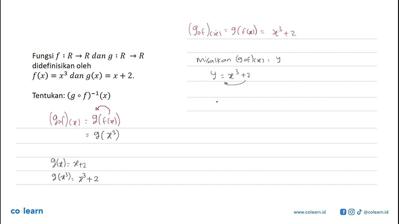 Fungsi f: R -> R dan g: R -> R didefinisikan oleh f(x)=x^3