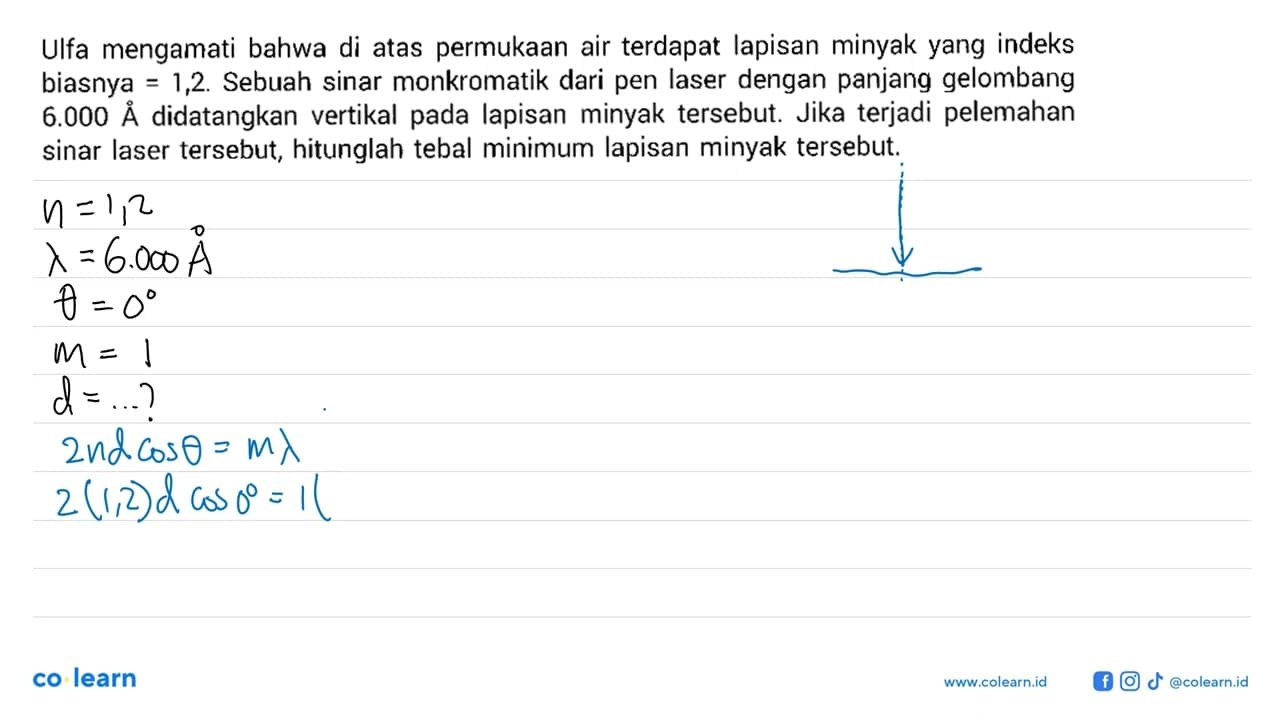 Ulfa mengamati bahwa di atas permukaan air terdapat lapisan