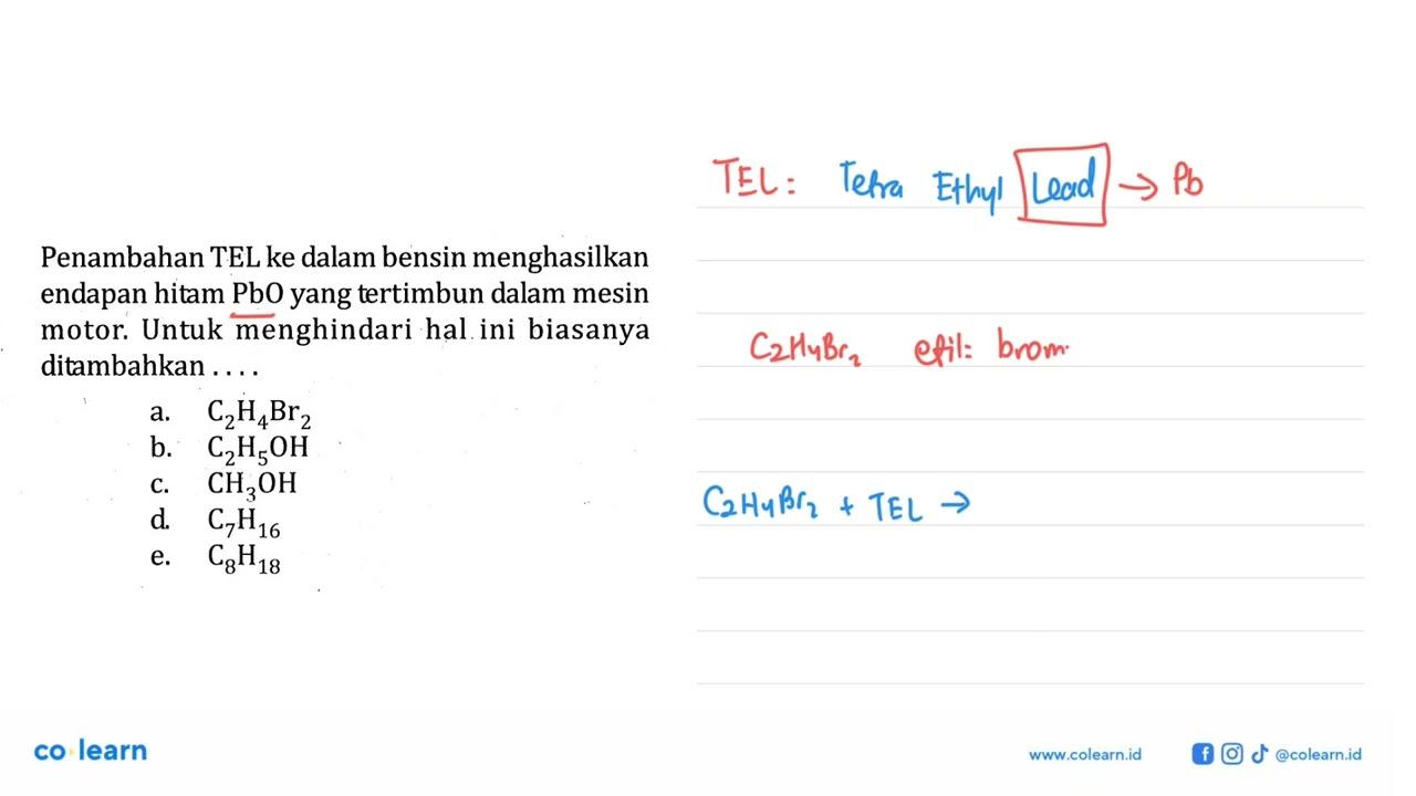 Penambahan TEL ke dalam bensin menghasilkan endapan hitam