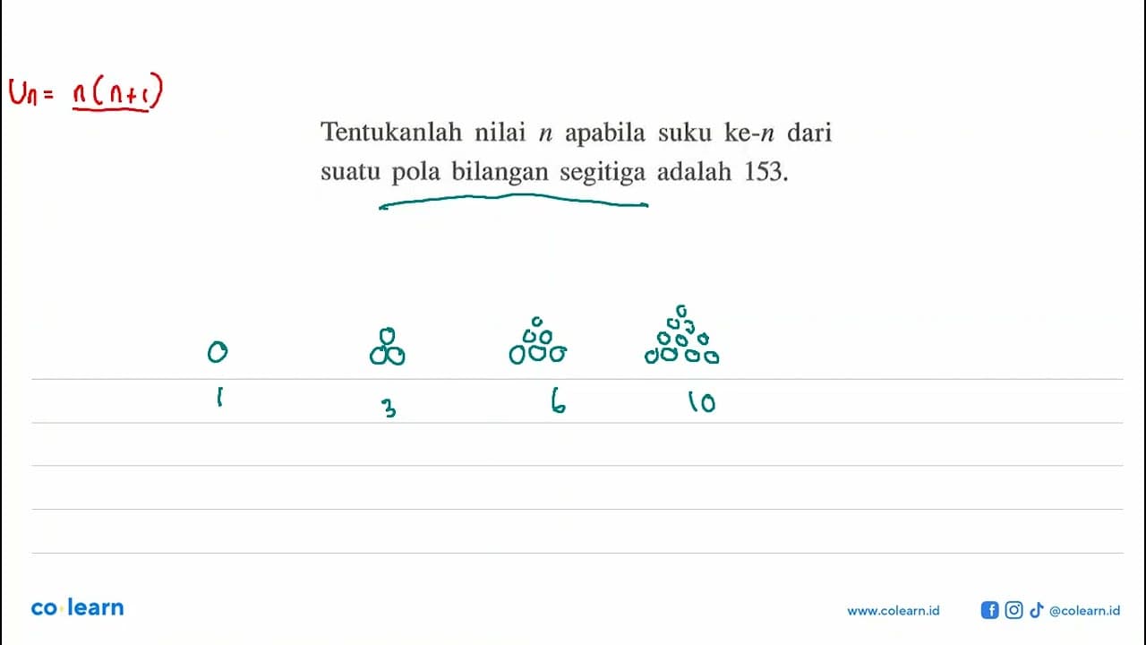 Tentukanlah nilai n apabila suku ke-n dari suatu pola