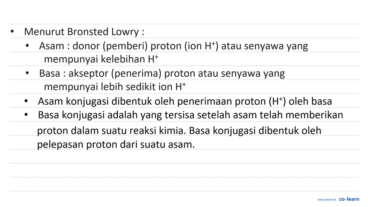 Tentukan pasangan asam basa konjugasi pada persamaan kimia