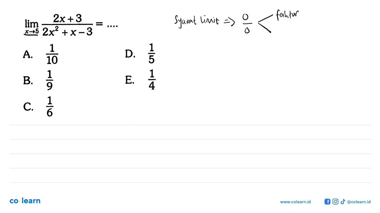 lim x->5 (2x+3)/(2x^2+x-3)=...