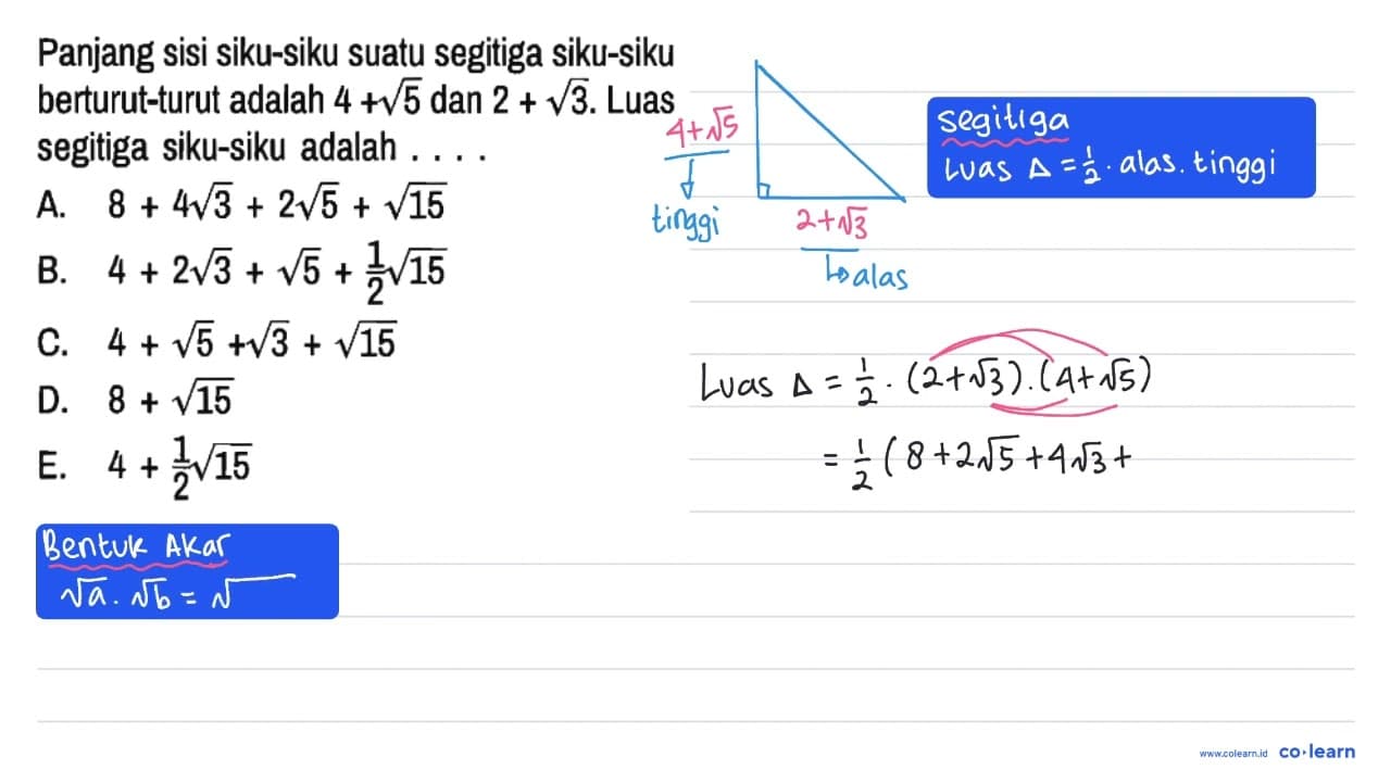 Panjang sisi siku-siku suatu segitiga siku-siku