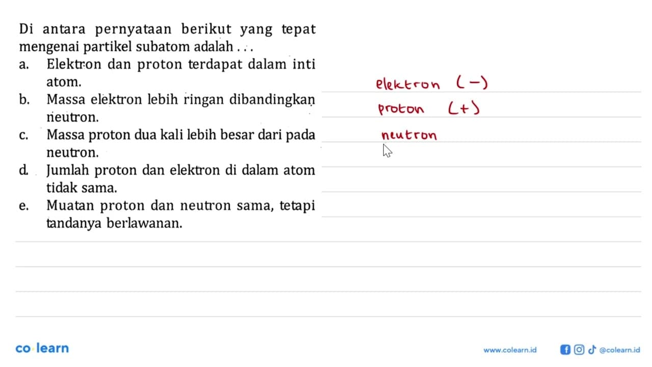 Di antara pernyataan berikut yang tepat mengenai partikel