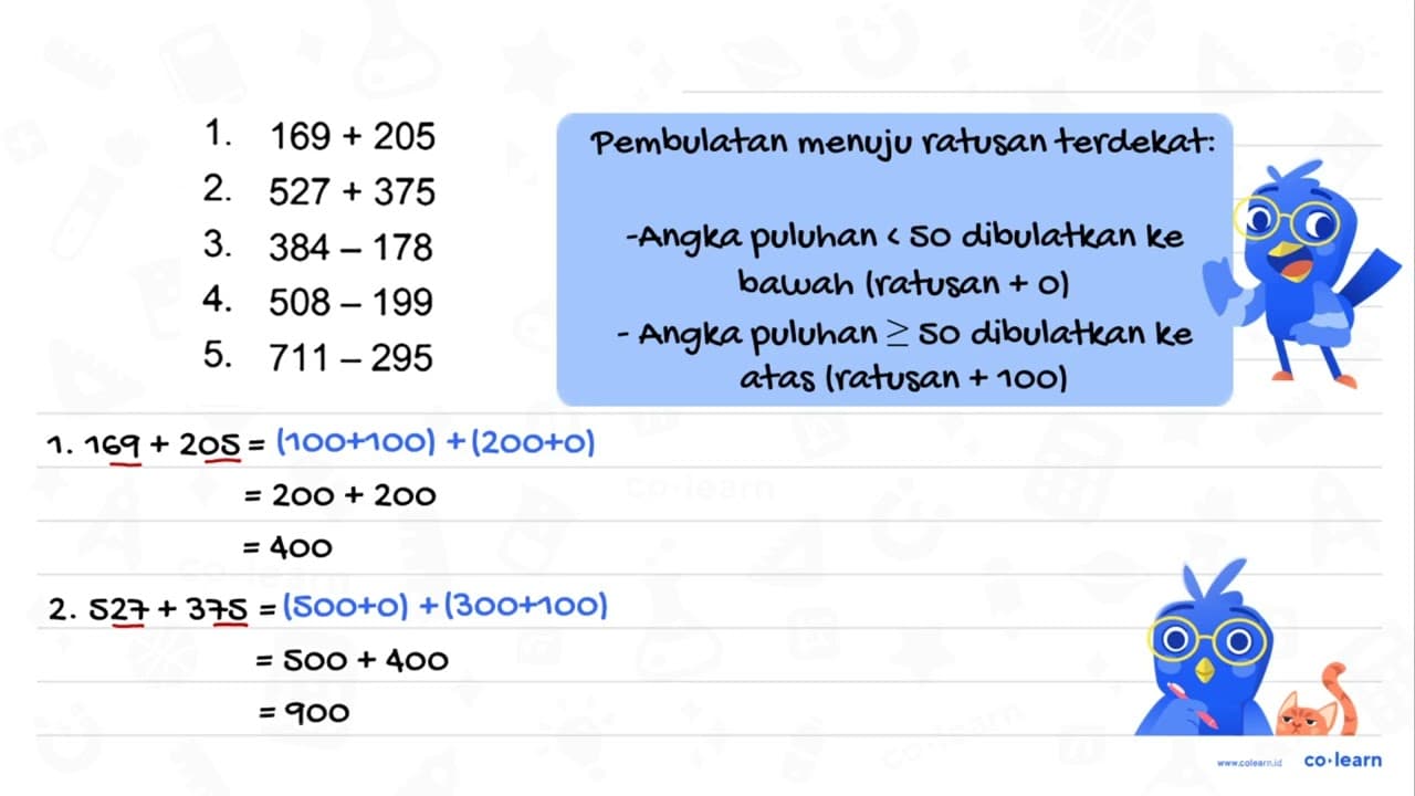 Taksirlah hasil penjumlahan dan pengurangan berikut. Untuk