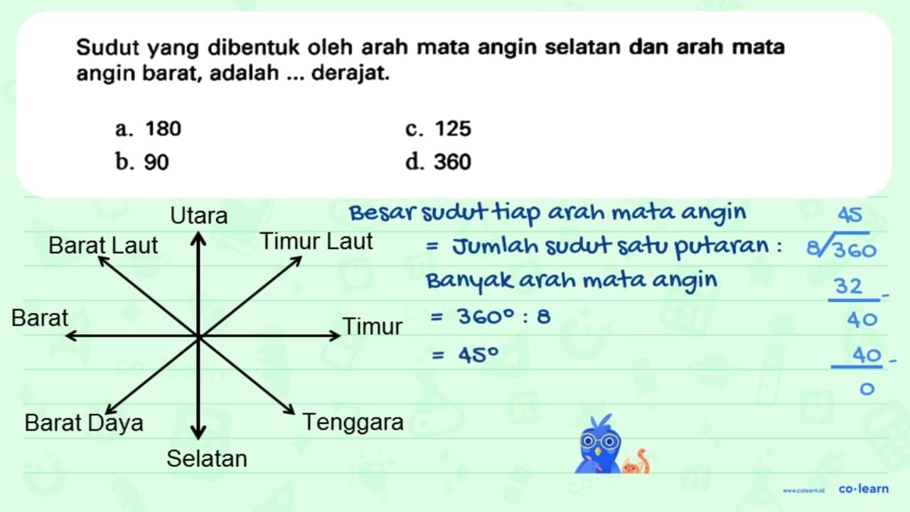 Sudut yang dibentuk oleh arah mata angin selatan dan arah