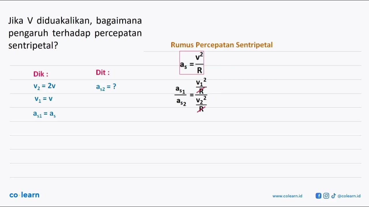 Jika V diduakalikan, bagaimana pengaruh terhadap percepatan