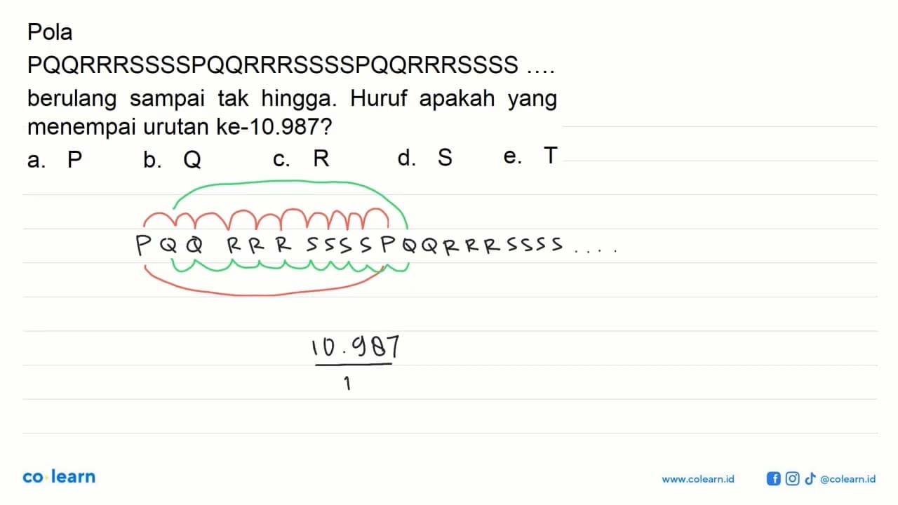 Pola PQQRRRSSSSPQQRRRSSSSPQQRRRSSSS ... berulang sampai tak