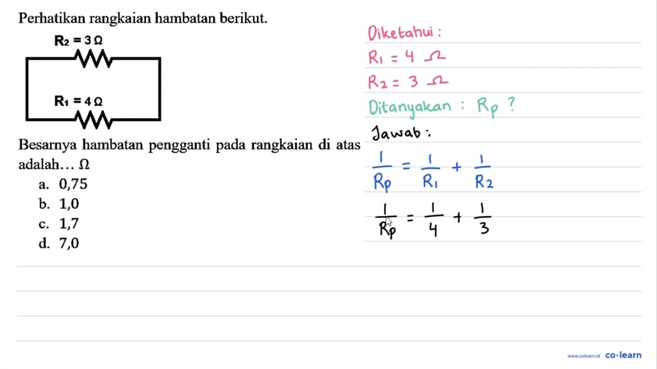 Perhatikan rangkaian hambatan berikut. Besarnya hambatan