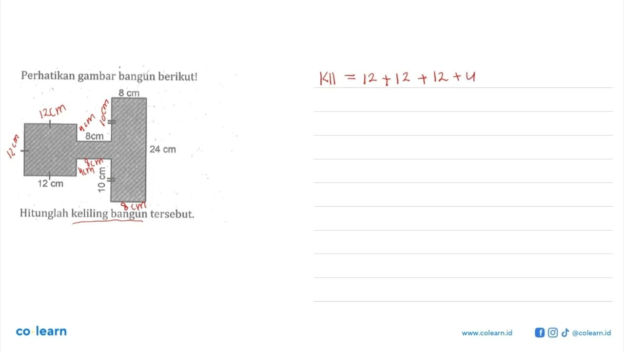 Perhatikan gambar bangún berikut!8 cm 8 cm 24 cm 12 cm 10