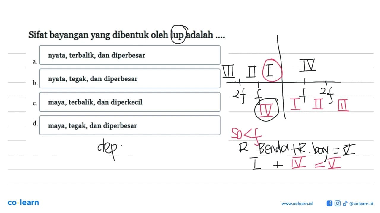 Sifat bayangan yang dibentuk oleh lup adalah ...