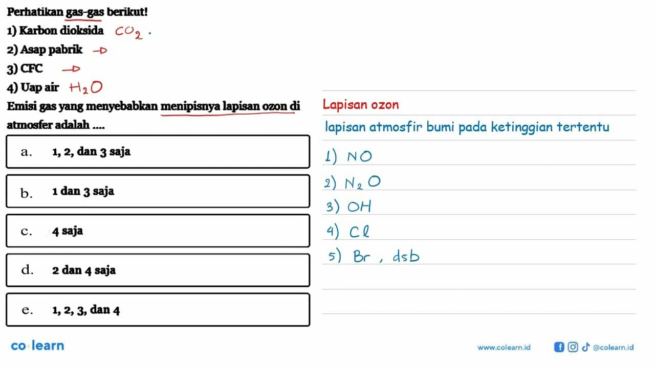 Perhatikan gas-gas berikut!1) Karbon dioksida2) Acap