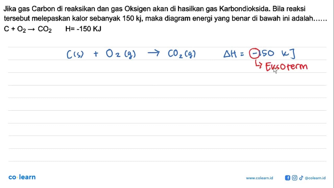 Jika gas Carbon di reaksikan dan gas Oksigen akan di