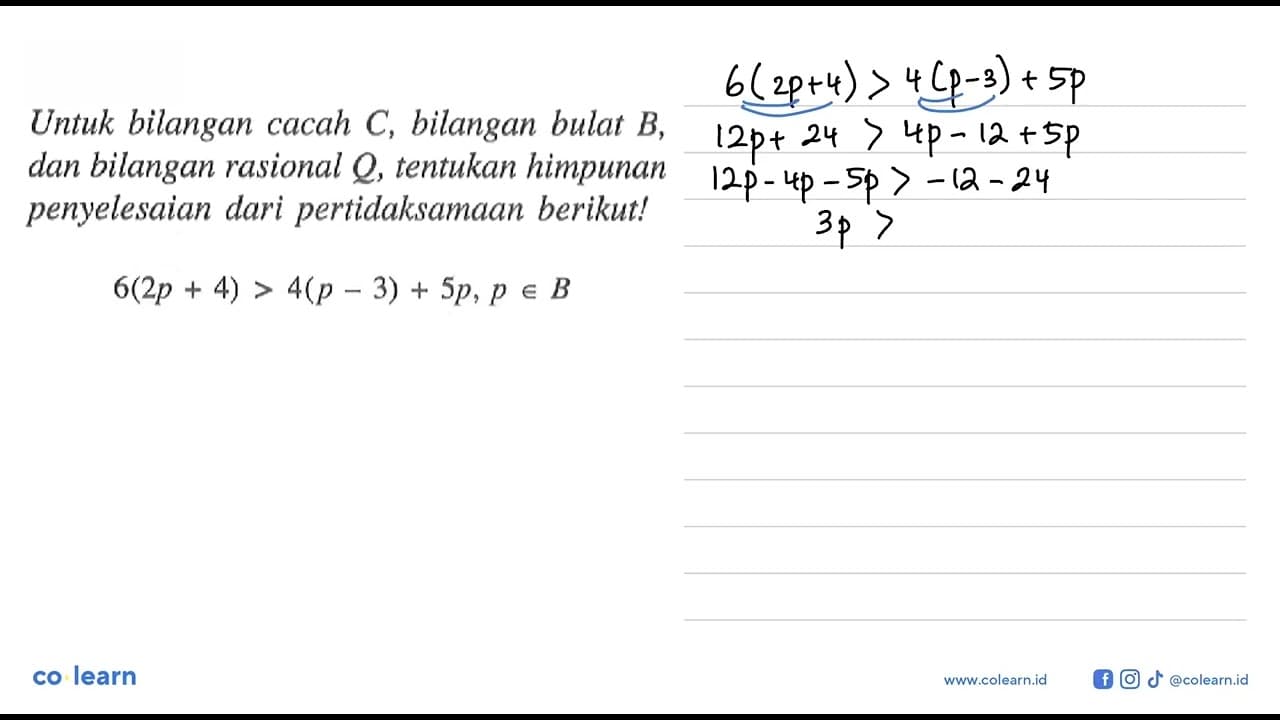 Untuk bilangan cacah C, bilangan bulat B, dan bilangan