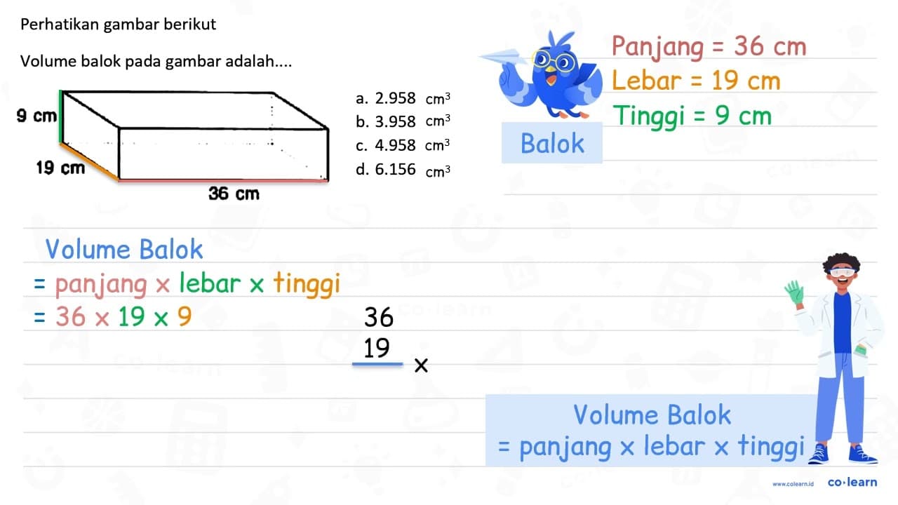 Perhatikan gambar berikut Volume balok pada gambar