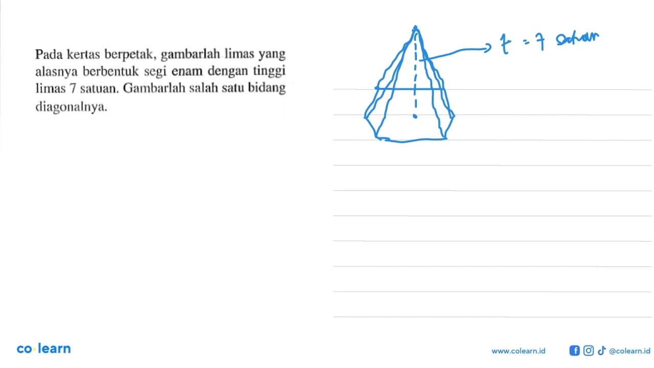 Pada kertas berpetak, gambarlah limas yang alasnya