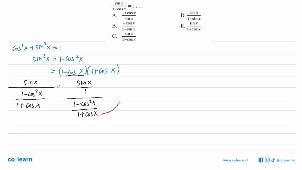 sinx/(1-cos x)=....